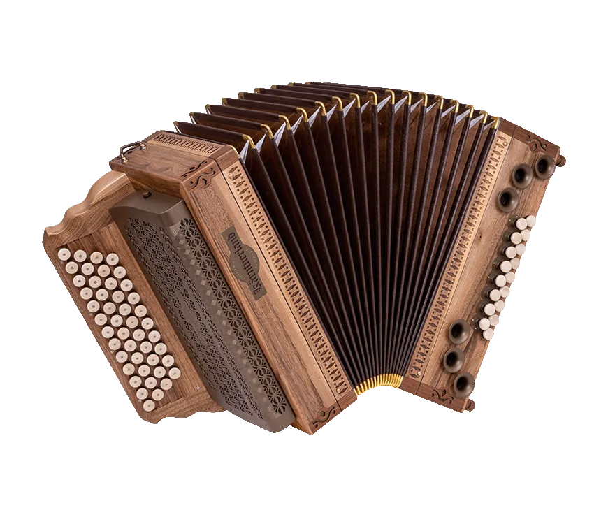 original-k-rntnerland-nuss-exklusiv-steirische-harmonika-platin-mit-hirschhorn image 1