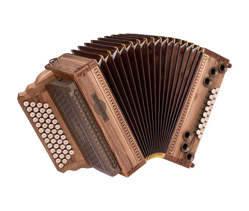 original-k-rntnerland-nuss-exklusiv-steirische-harmonika-platin-mit-hirschhorn image 1